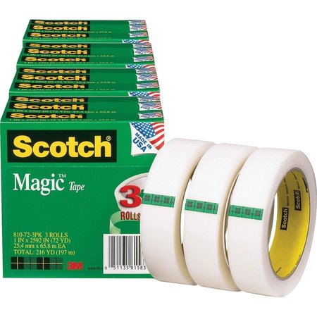 SCOTCH Magic Tape, 3" Core, 1"x2592", 12/BD, Transparent PK MMM810723PKBD